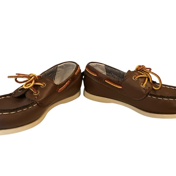 OshKosh B' Gosh Boy Brown Boat Shoes Loafers Heel Pull Tab Slip On Sz 10 VTG - Picture 4 of 6